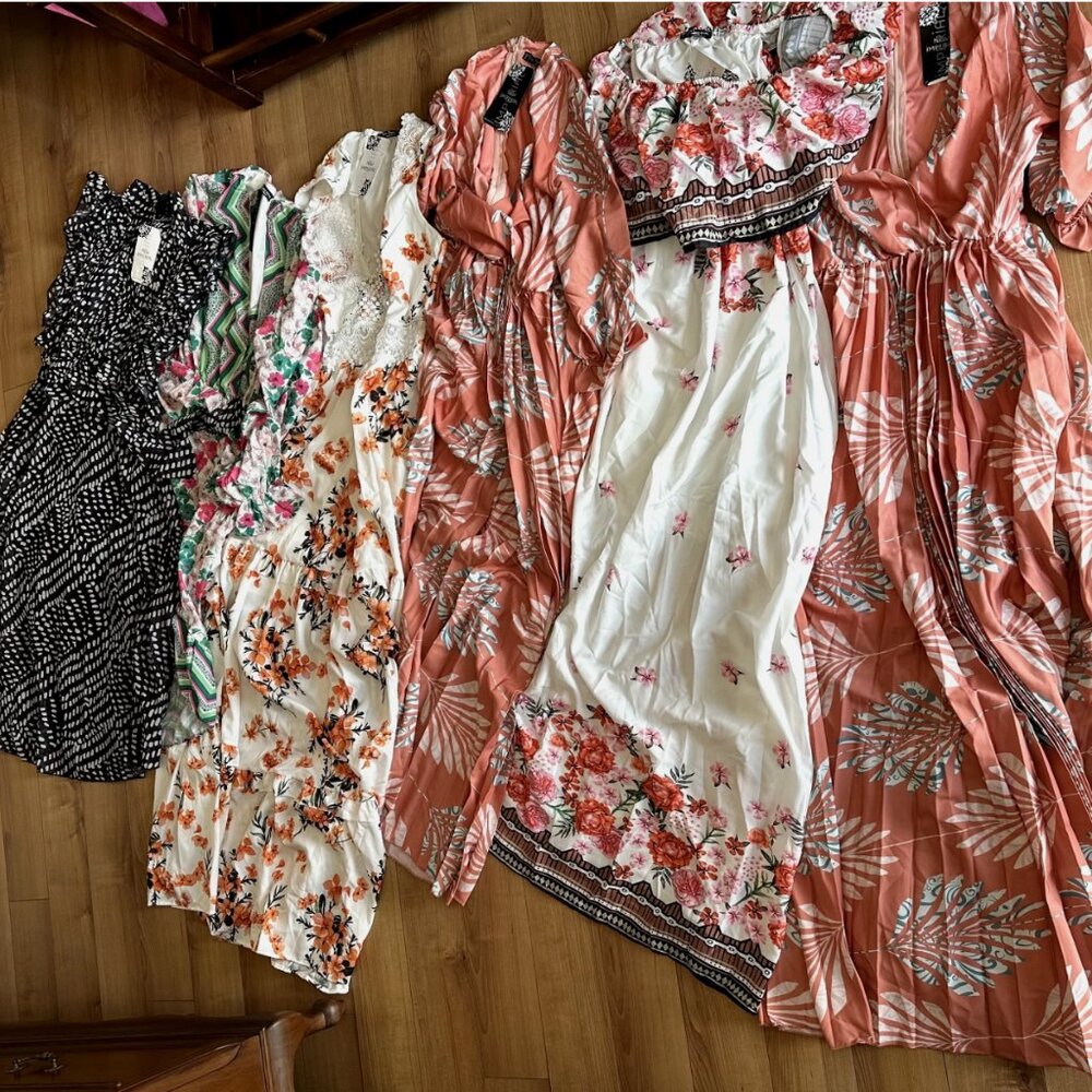 New Imperial Women’s Dress Bundle (x6 Pcs) Turkish Floral Boho Midi Dresses NWT